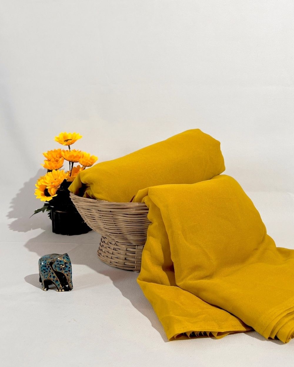 Plain Star Georgette Yellow Classic Colour 44 Inches Width