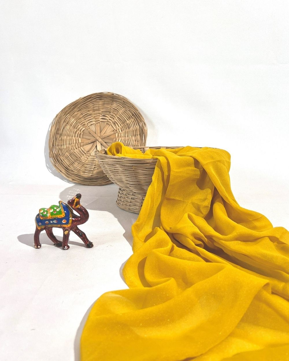 Plain Star Georgette Yellow Classic Colour 44 Inches Width