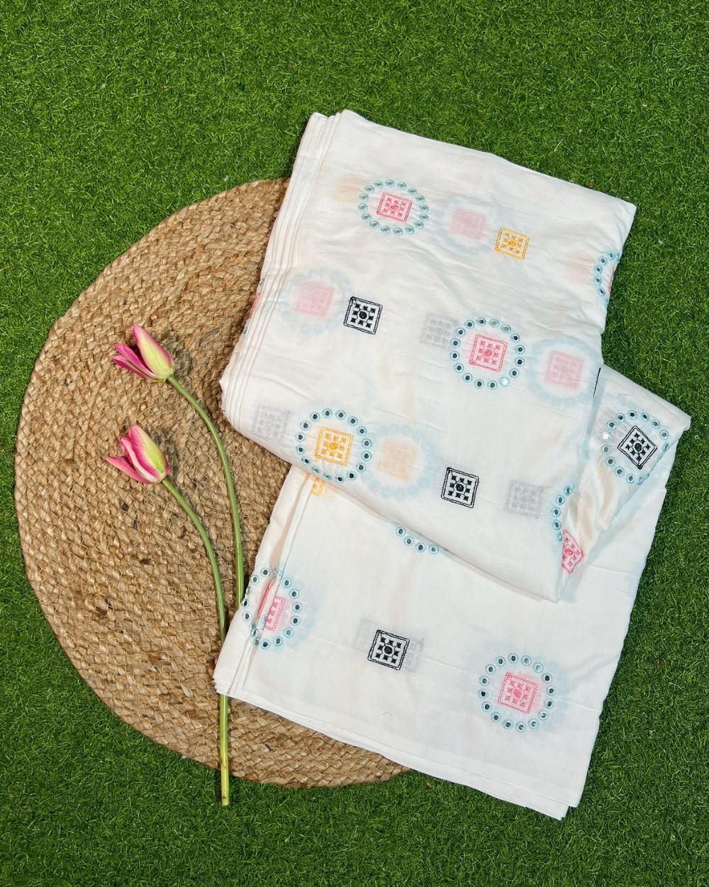 Cotton Work White Colour 44 Inches Width