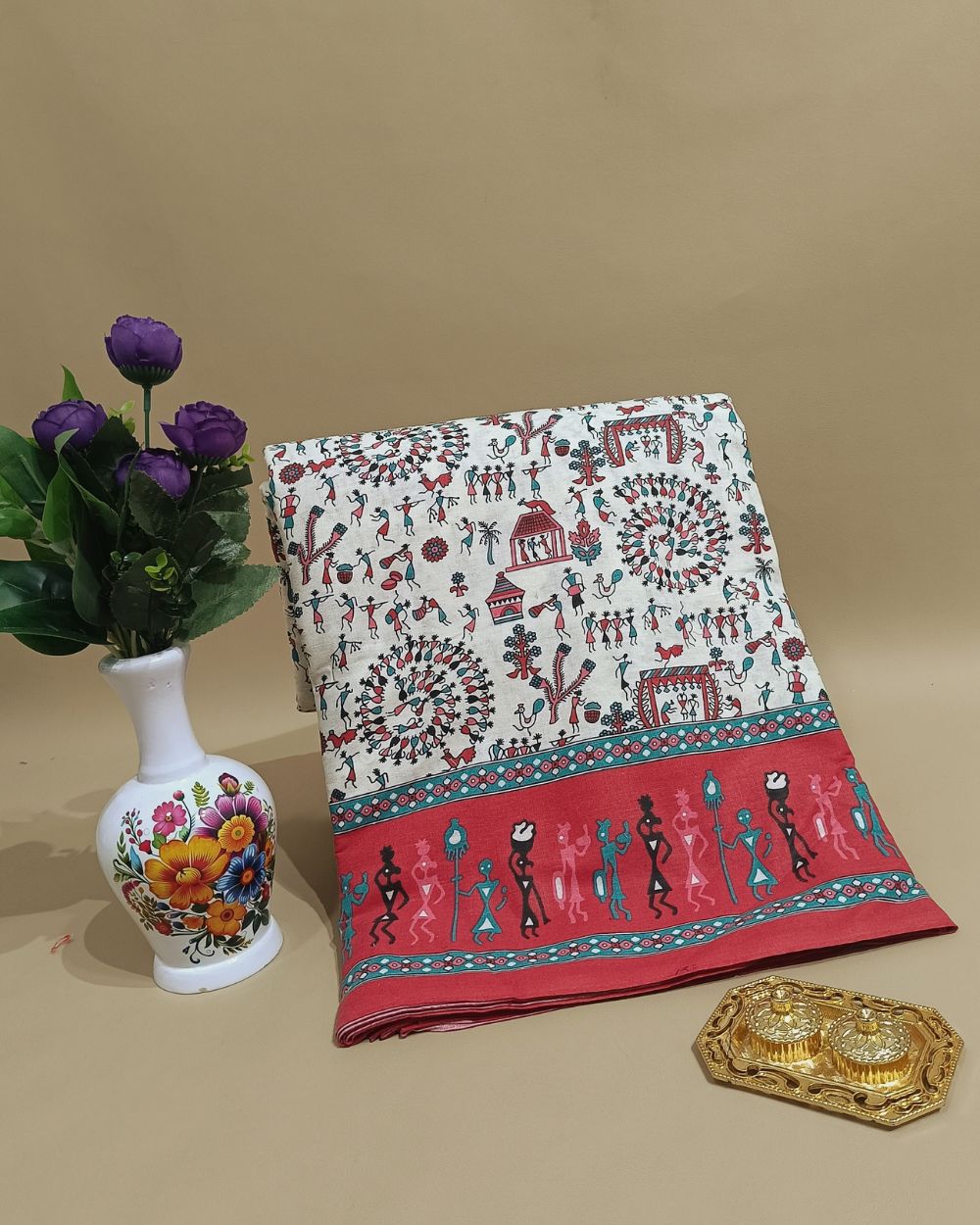 Cotton Warli Print White Colour 44 Inches Width