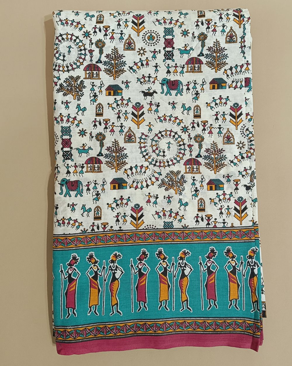Cotton Warli Print White Colour 44 Inches Width