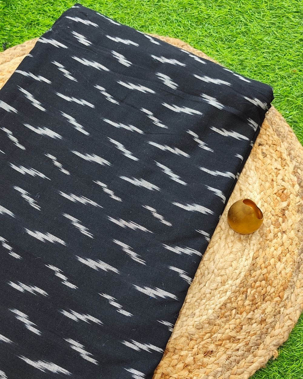 Woven Pure Cotton Ikat Black Colour 42 Inches Width