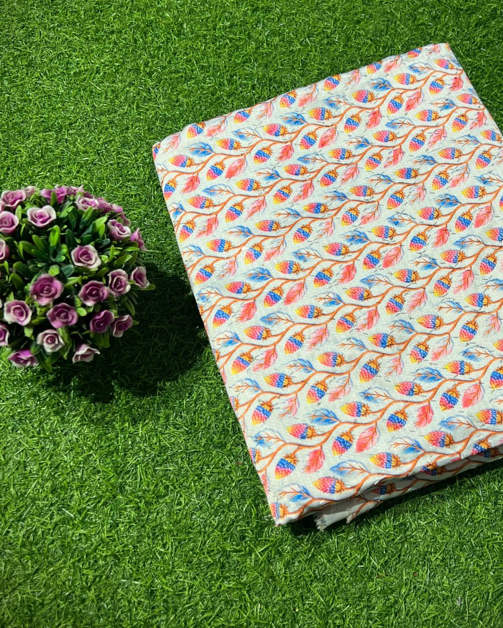 Silk Crochet Work Multicolor 42 Inches Width