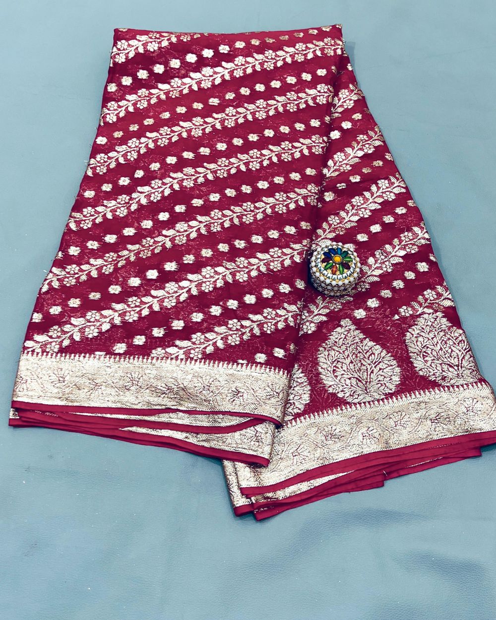 Pure Viscose Saree Without Blouse Rani Pink Colour