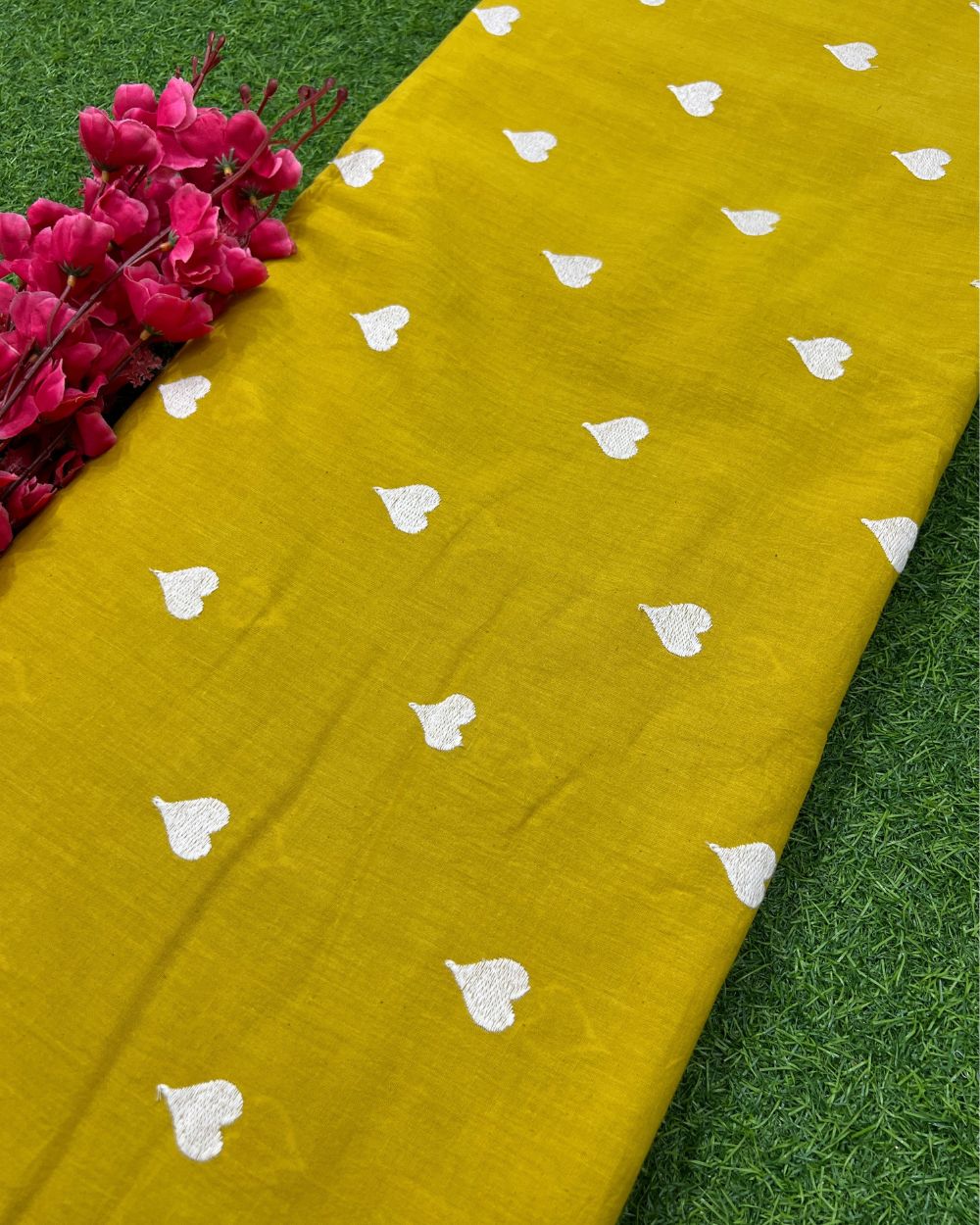 Kora Cotton Work Mustard Yellow Colour 42 Inches Width