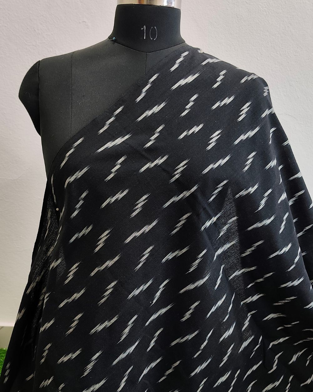 Woven Pure Cotton Ikat Black Colour 42 Inches Width