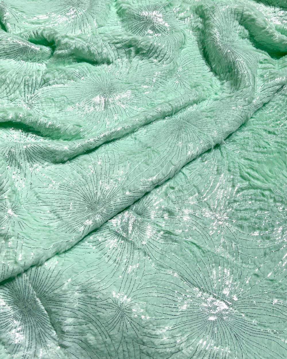 Imported Printed Foil Fur Pista Colour 60 Inches Width
