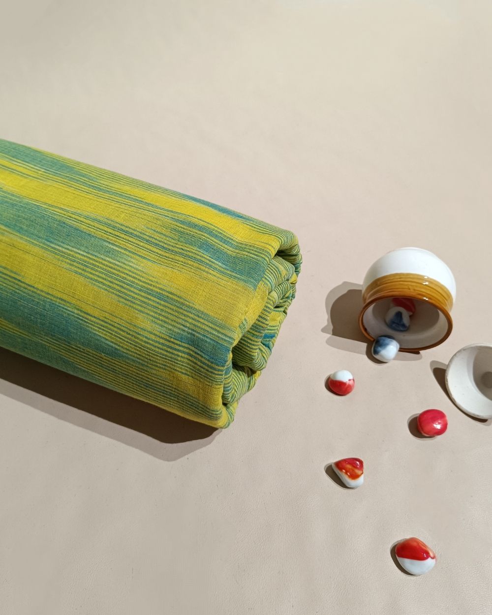 Woven Pure Cotton Ikat Light Yellow Colour 42 Inches Width