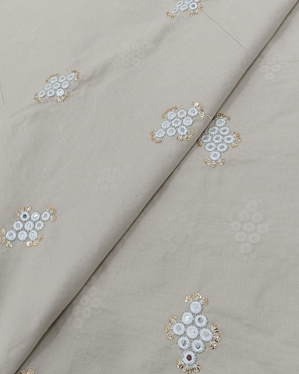 Cotton Abla Work Khaki Golden Colour 40 Inches Width