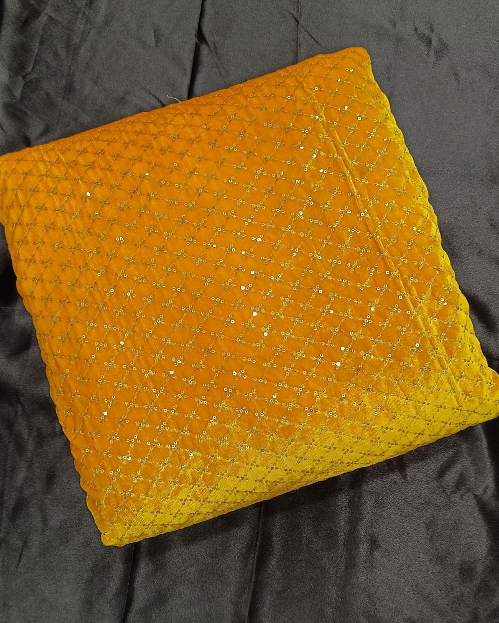 Velvet Work Yellow Colour 43 Inches Width