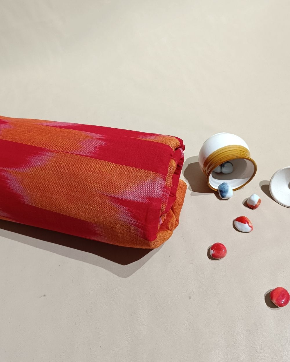 Woven Pure Cotton Ikat Red Colour 42 Inches Width