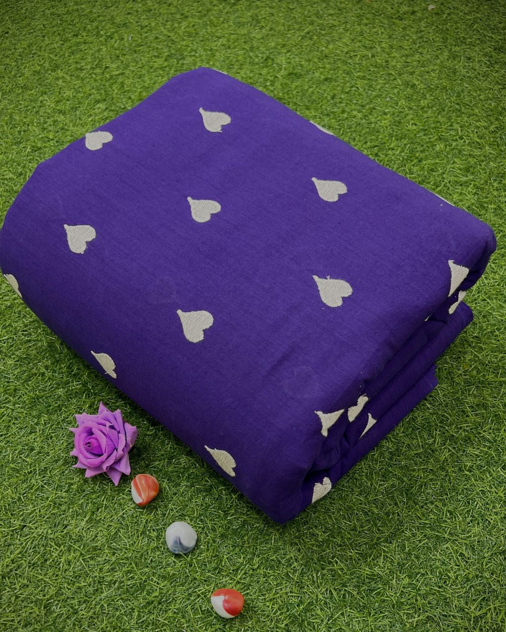 Kora Cotton Work Purple Colour 42 Inches Width