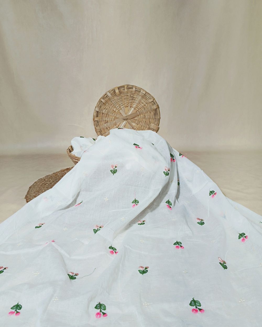 Mal Cotton with Thread Work Off White Colour 40 Inches Width