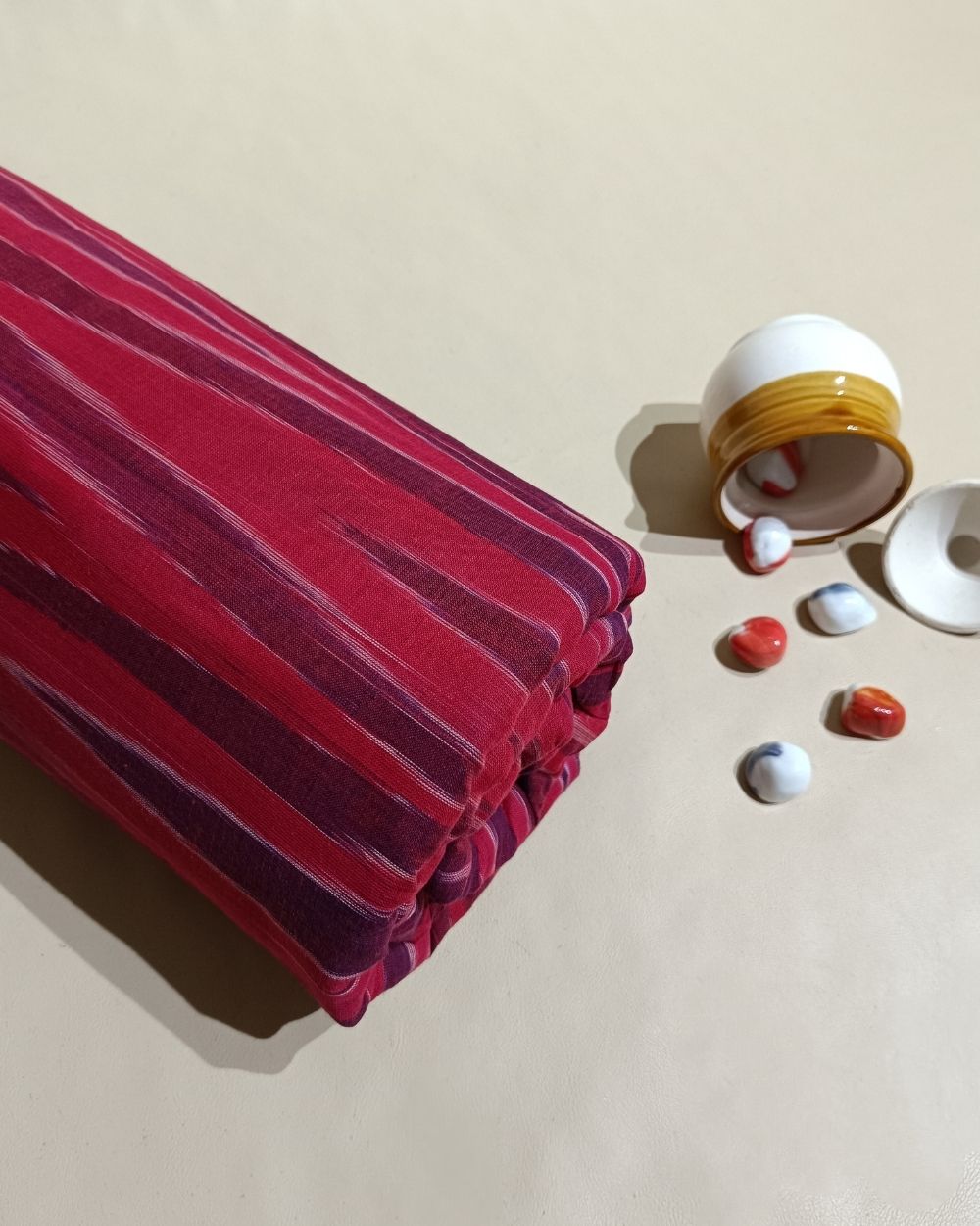 Woven Pure Cotton Ikat Light Maroon 42 Inches Width