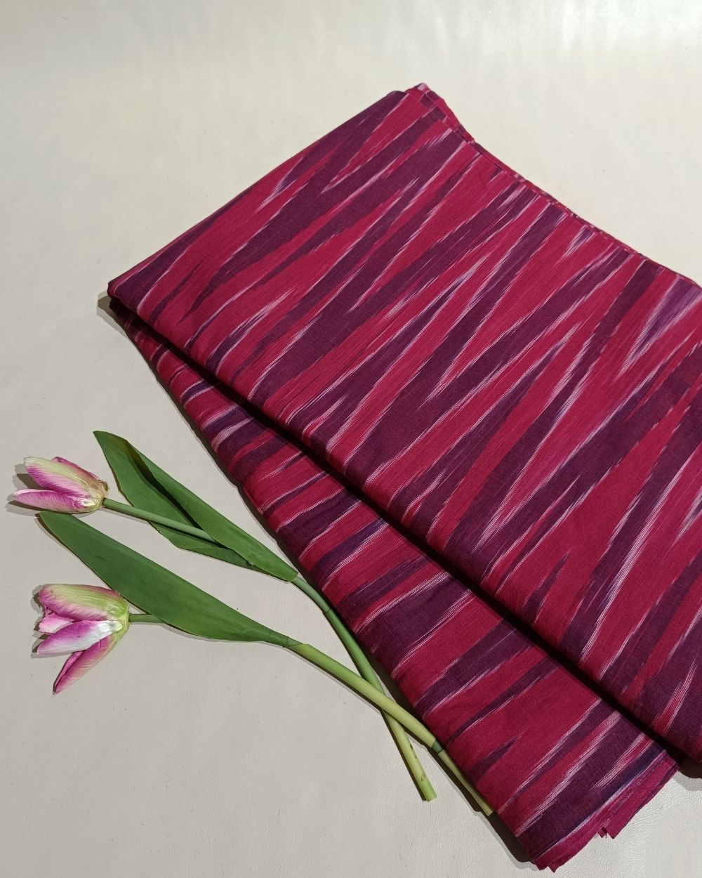 Woven Pure Cotton Ikat Light Maroon 42 Inches Width