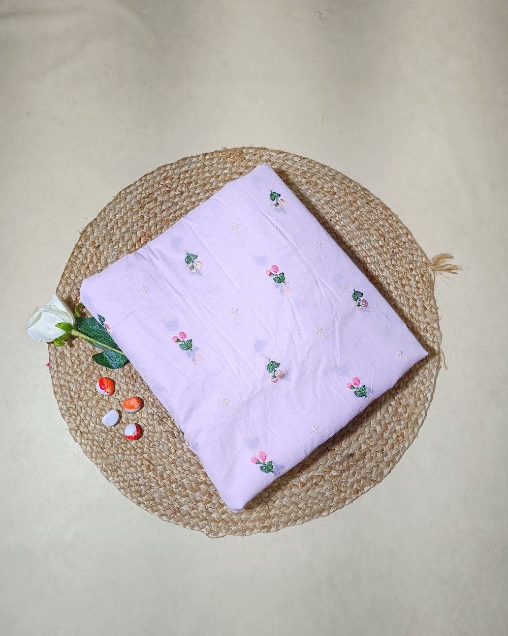 Mal Cotton with Thread Work Light Lavender Colour 40 Inches Width