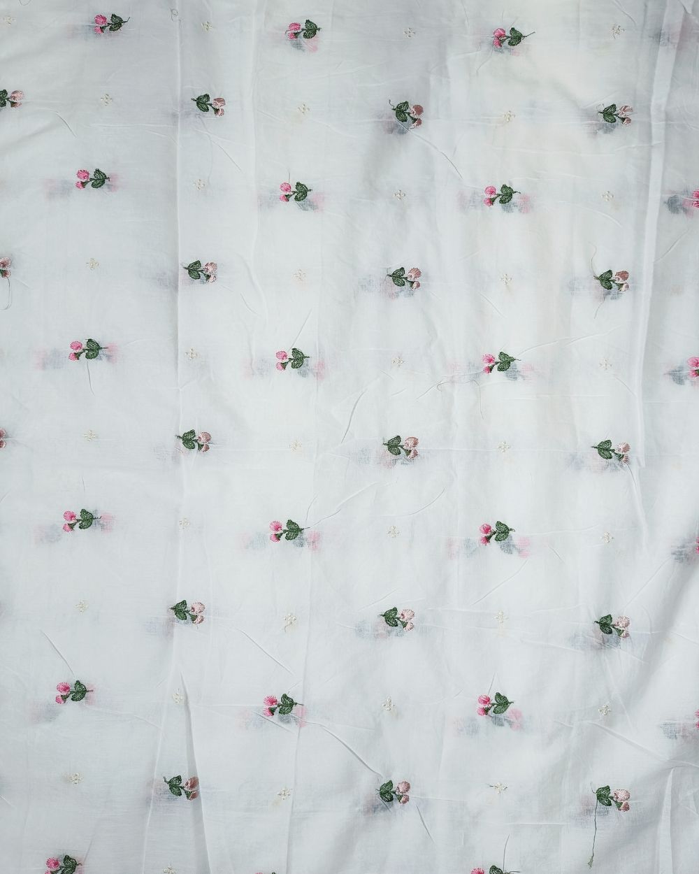 Mal Cotton with Thread Work White Colour 40 Inches Width