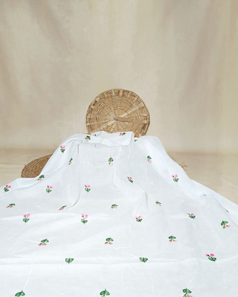 Mal Cotton with Thread Work White Colour 40 Inches Width