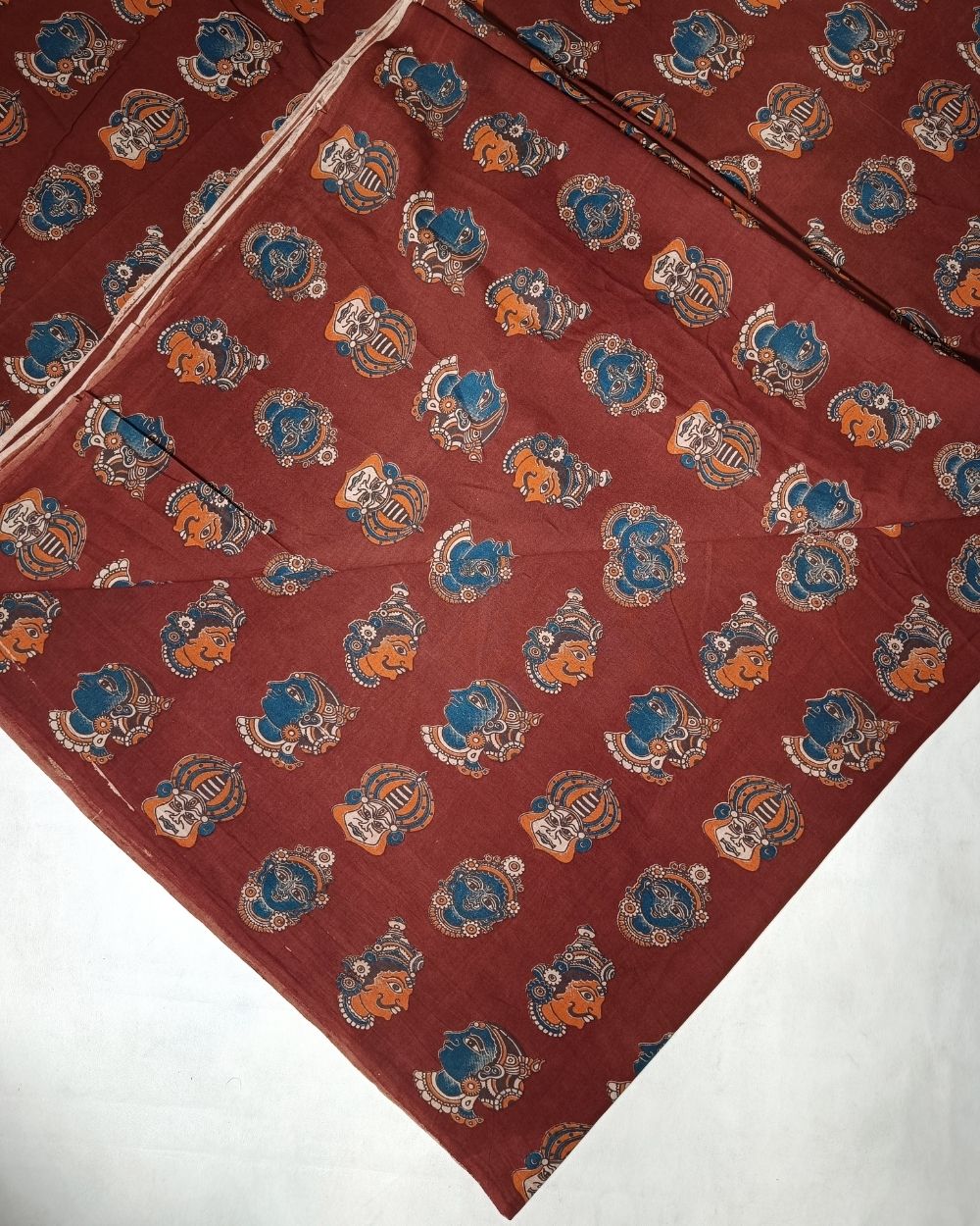 Hand Block Printed Cotton Kalamkari Maroon Colour 46 Inches Width