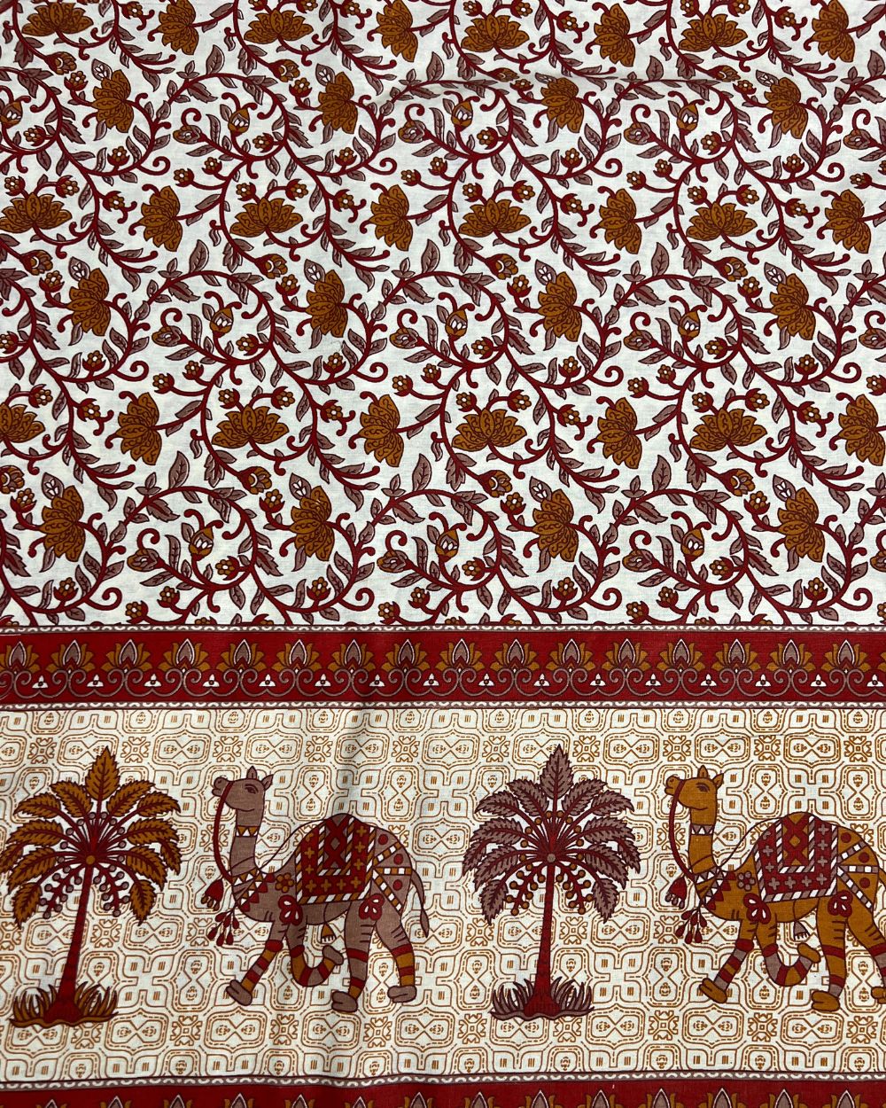 Printed Cotton With Border Brown Colour 44 Inches Width