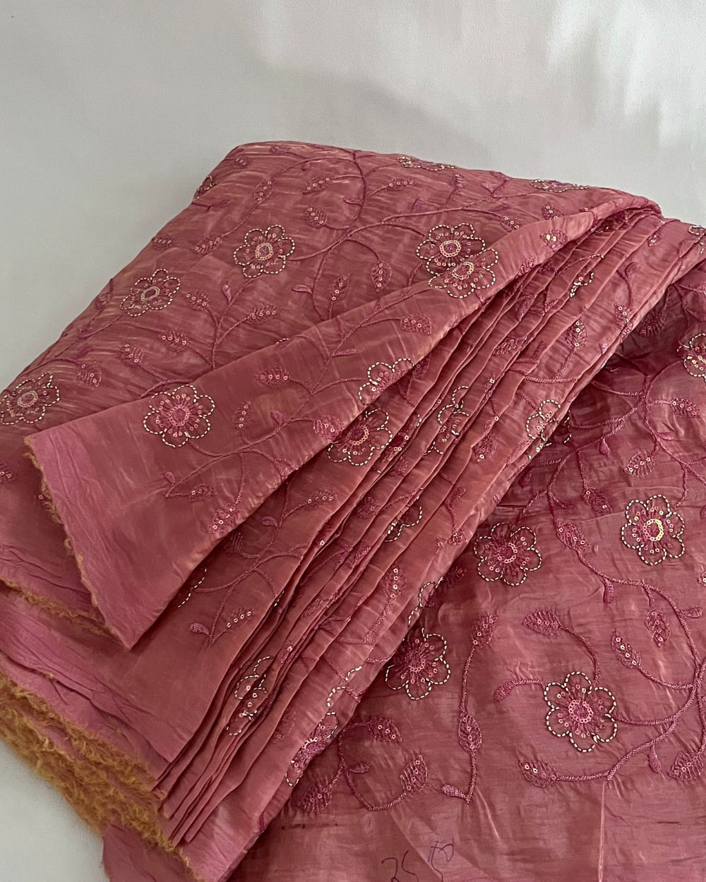 Gold Crush Work Peach Pink Colour 48 Inches Width