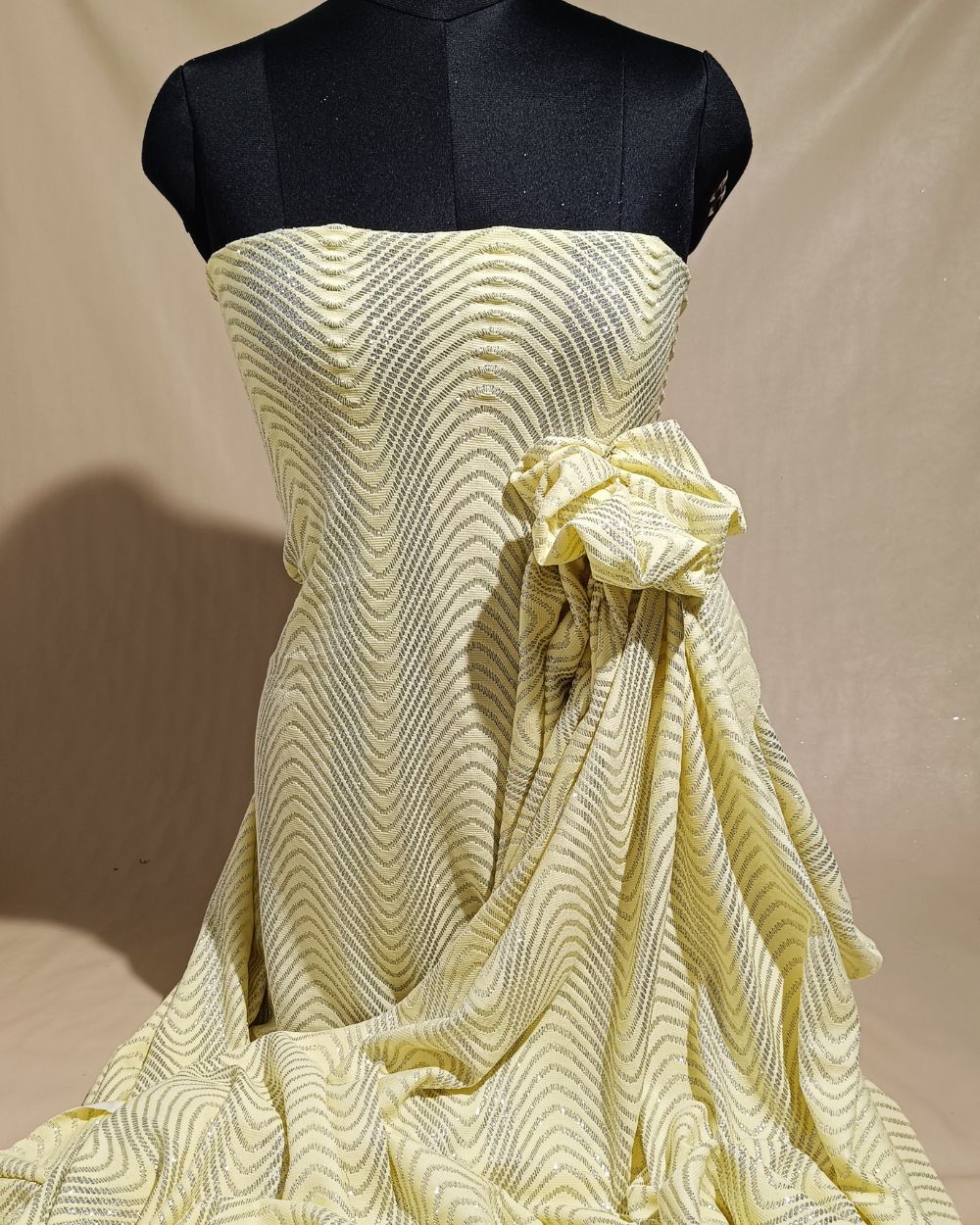 Imported Leheriya Sparkle Lemon Yellow Colour 58 Inches Width