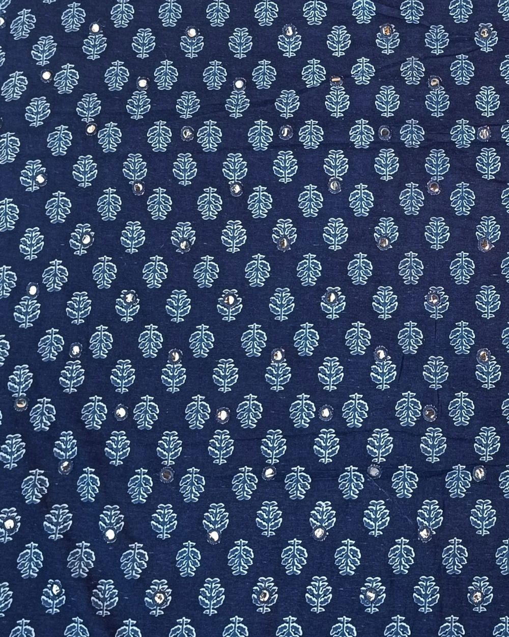 Cotton Abla Work Indigo Blue Colour 42 Inches Width