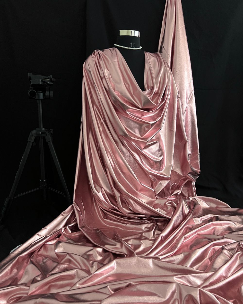 Imported Metallic Foil All Over Shine Peach Pink Colour 60 Inches Width