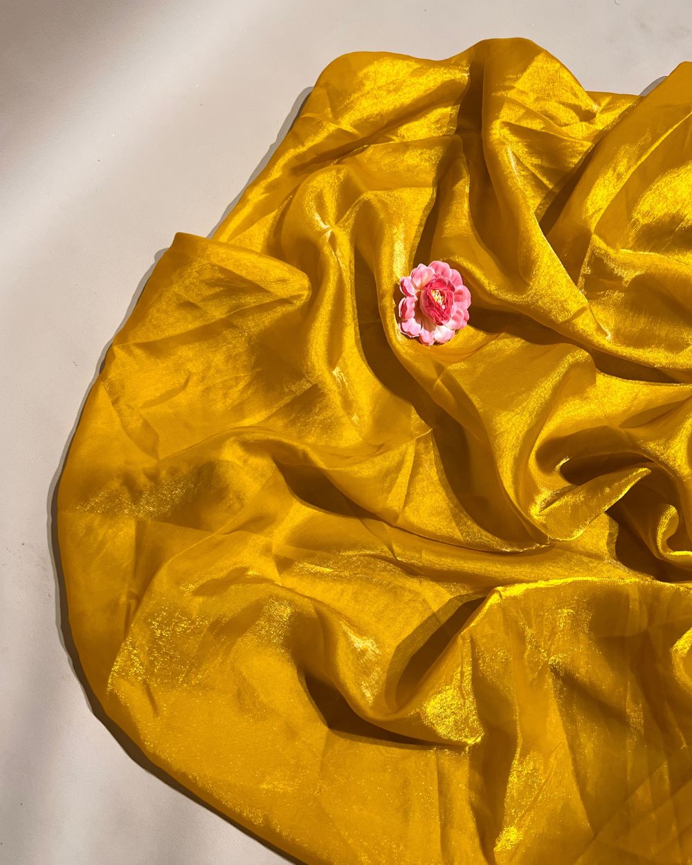 Plain Space Silk (Fendy Satin) Mustard Yellow Colour 45 Inches Width