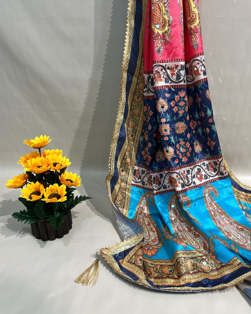 Chinnon Abla Work Dupatta Multicolor 42 Inches Width