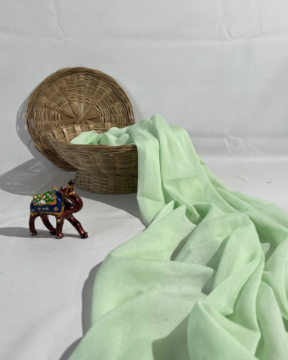 Plain Star Georgette Light Pista Green Colour 44 Inches Width