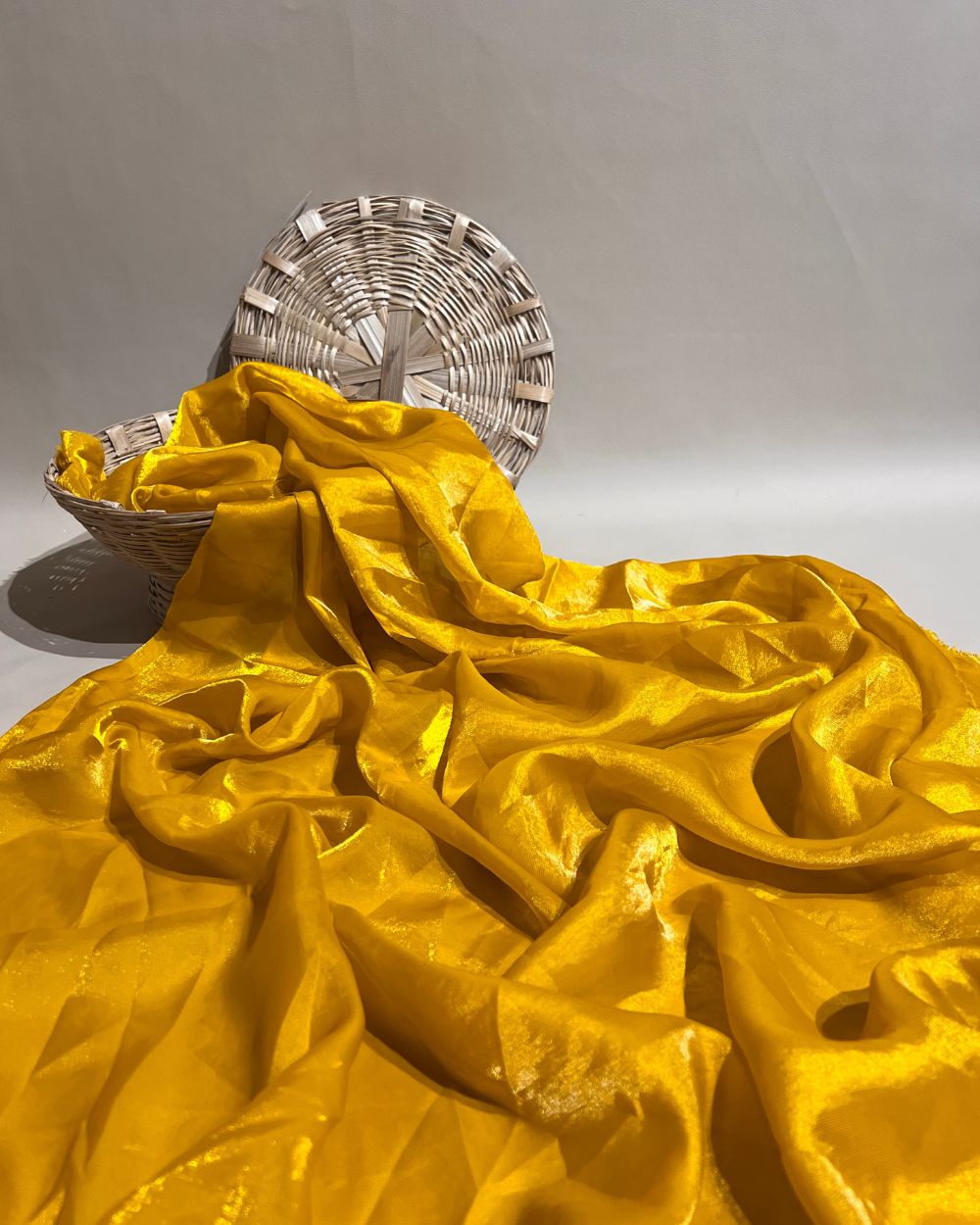 Plain Space Silk (Fendy Satin) Mustard Yellow Colour 45 Inches Width