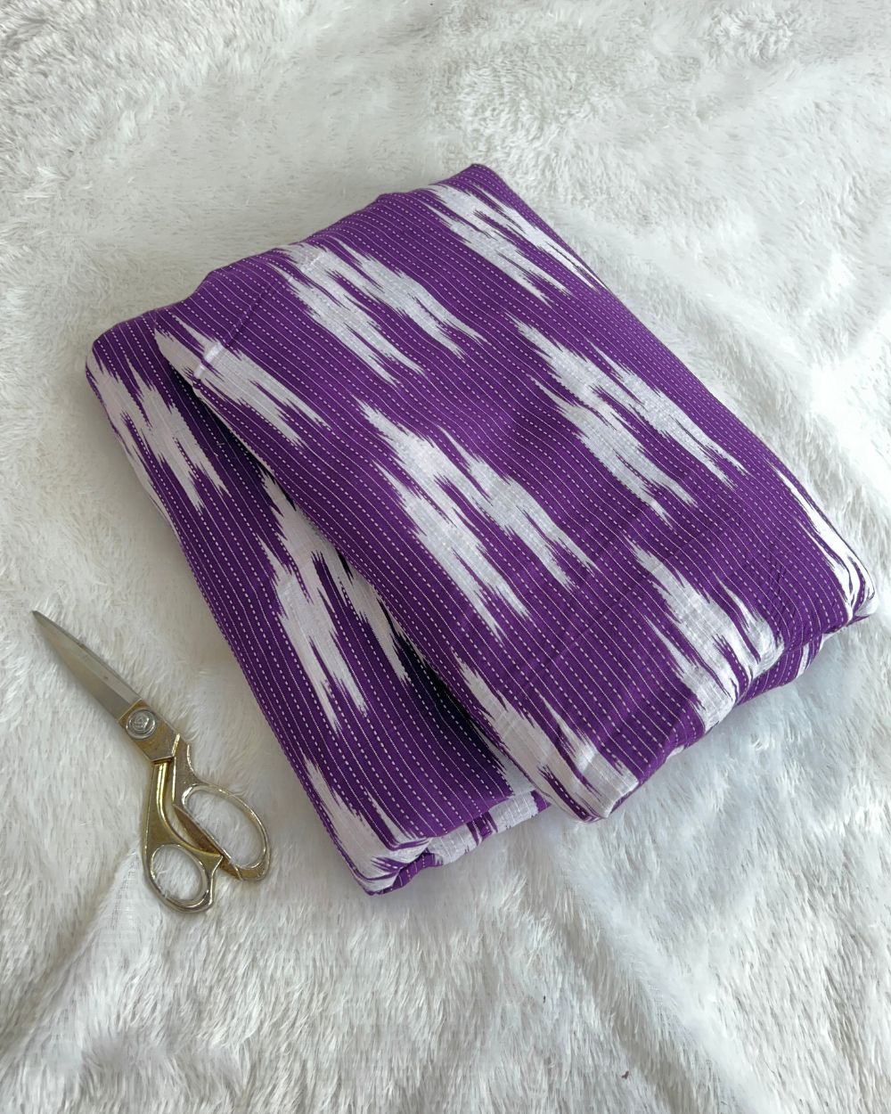 Printed Cotton Kantha Work  Purple Colour 42 Inches Width