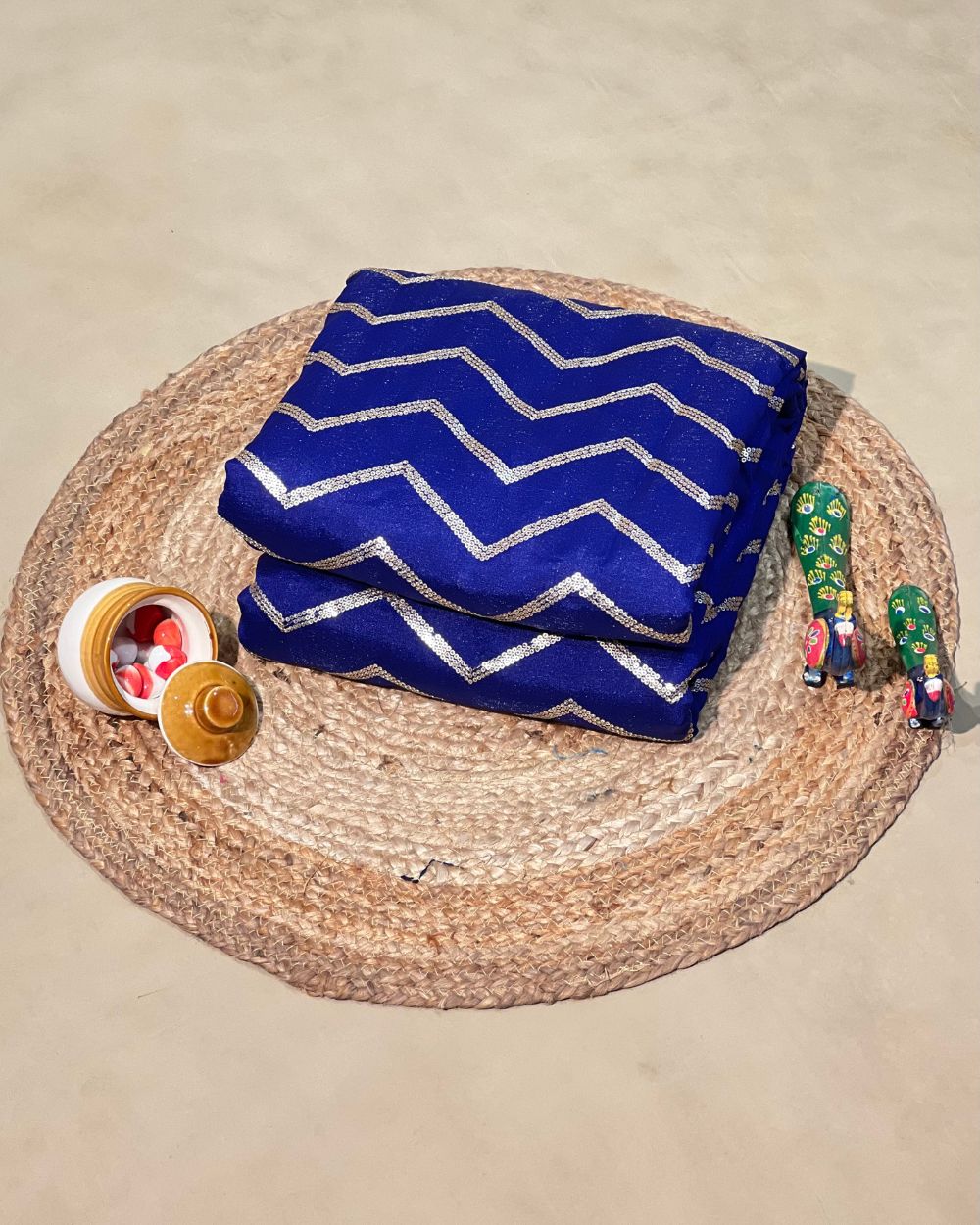 Vichitra Silk Work Royal Blue Colour 46 Inches Width