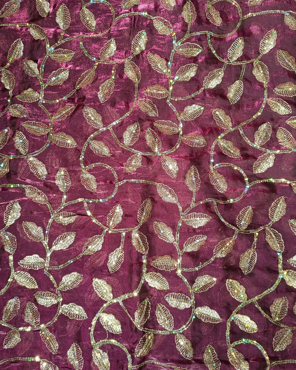 Space Silk Work Dark Wine Colour 42 Inches Width