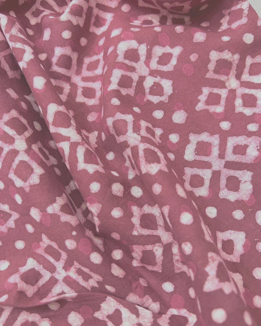 Cotton Dabu Hand Block Print Dusty Maroon Colour 44 Inches Width