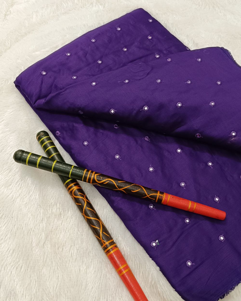 Cotton Abla Work Purple Colour 42 Inches Width