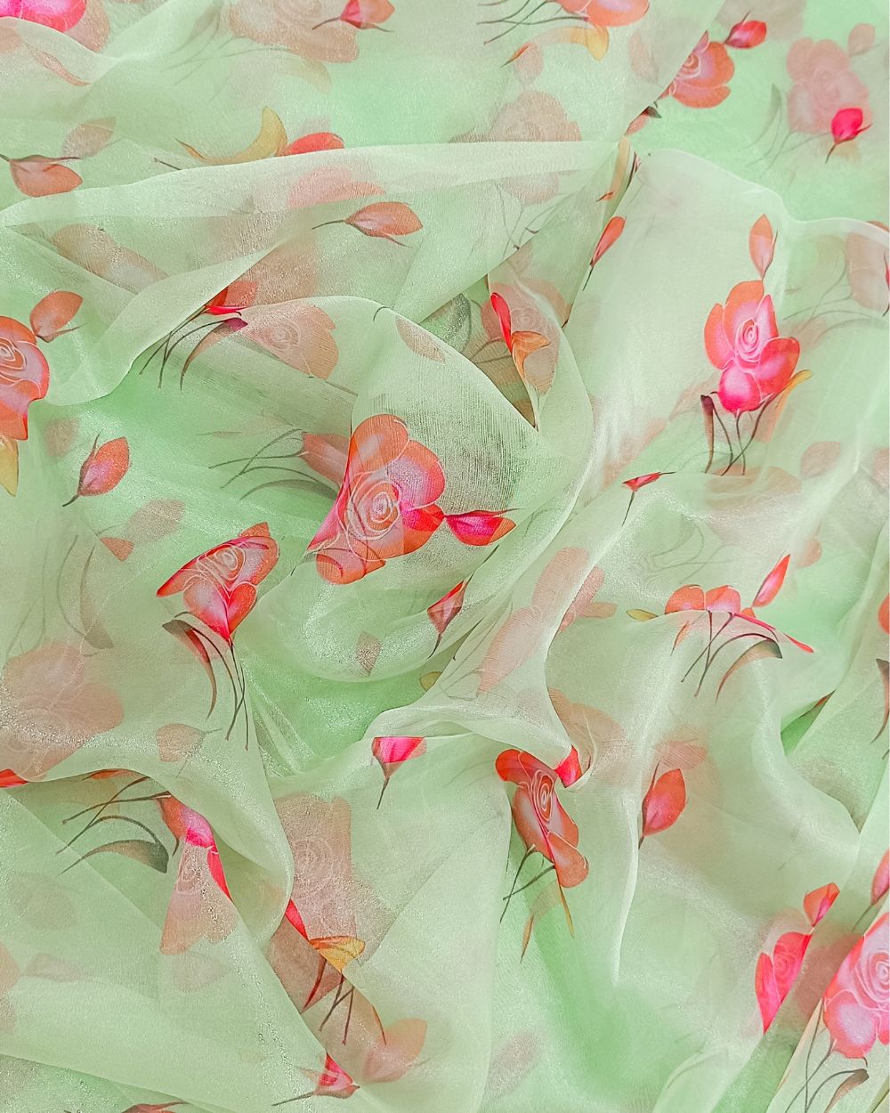 Printed Organza Pista Colour 43 Inches Width