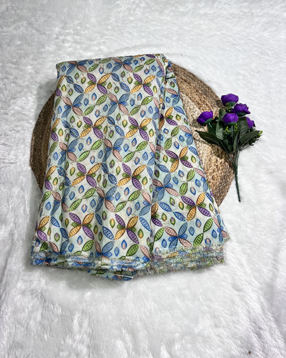 Banglori Crochet Work Multicolour 47 Inches Width