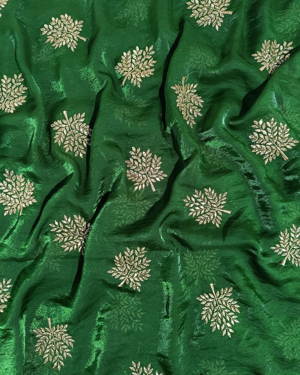 Space Silk Work Mehandi Green Colour 46 Inches Width