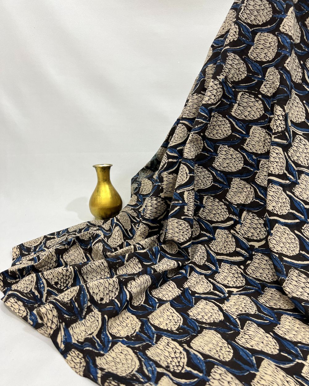 Bagru Hand Block Printed Cotton Black Colour 45 Inches Width
