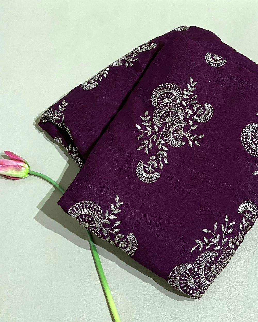 Jute Work Wine Colour 42 Inches Width