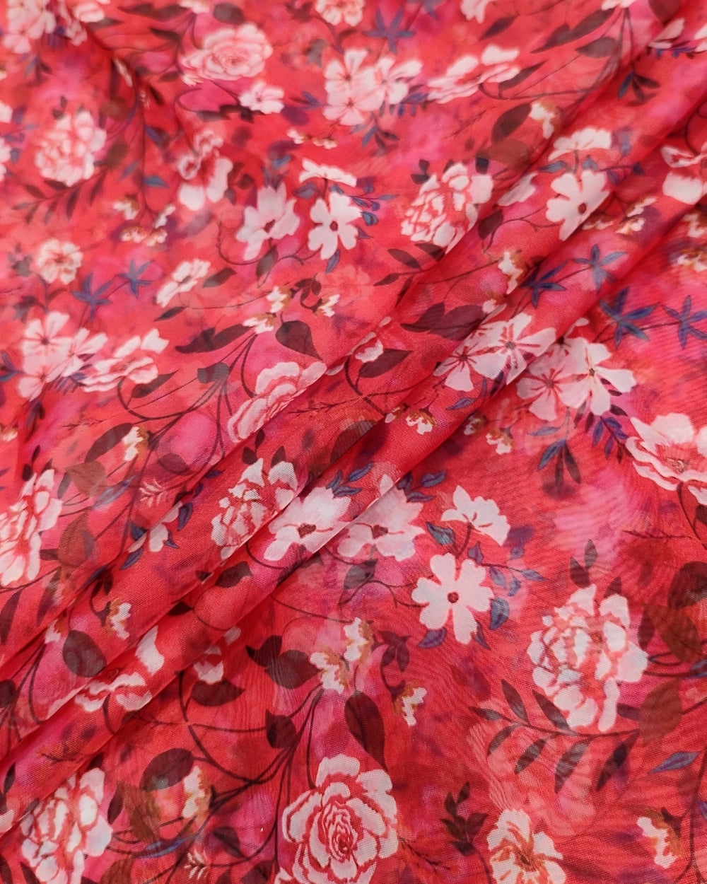 Printed Organza Red Colour 43 Inches Width