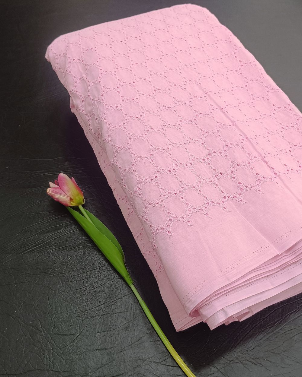 Hakoba Cotton Work Baby Pink Colour 42 Inches Width