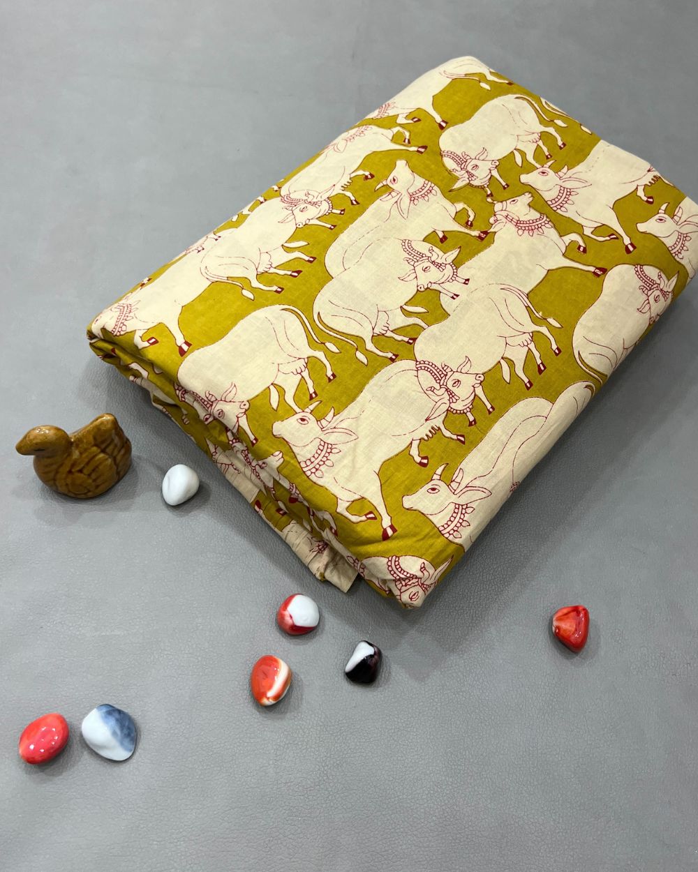 Printed Cotton Mustard Yellow Colour 42 Inches Width