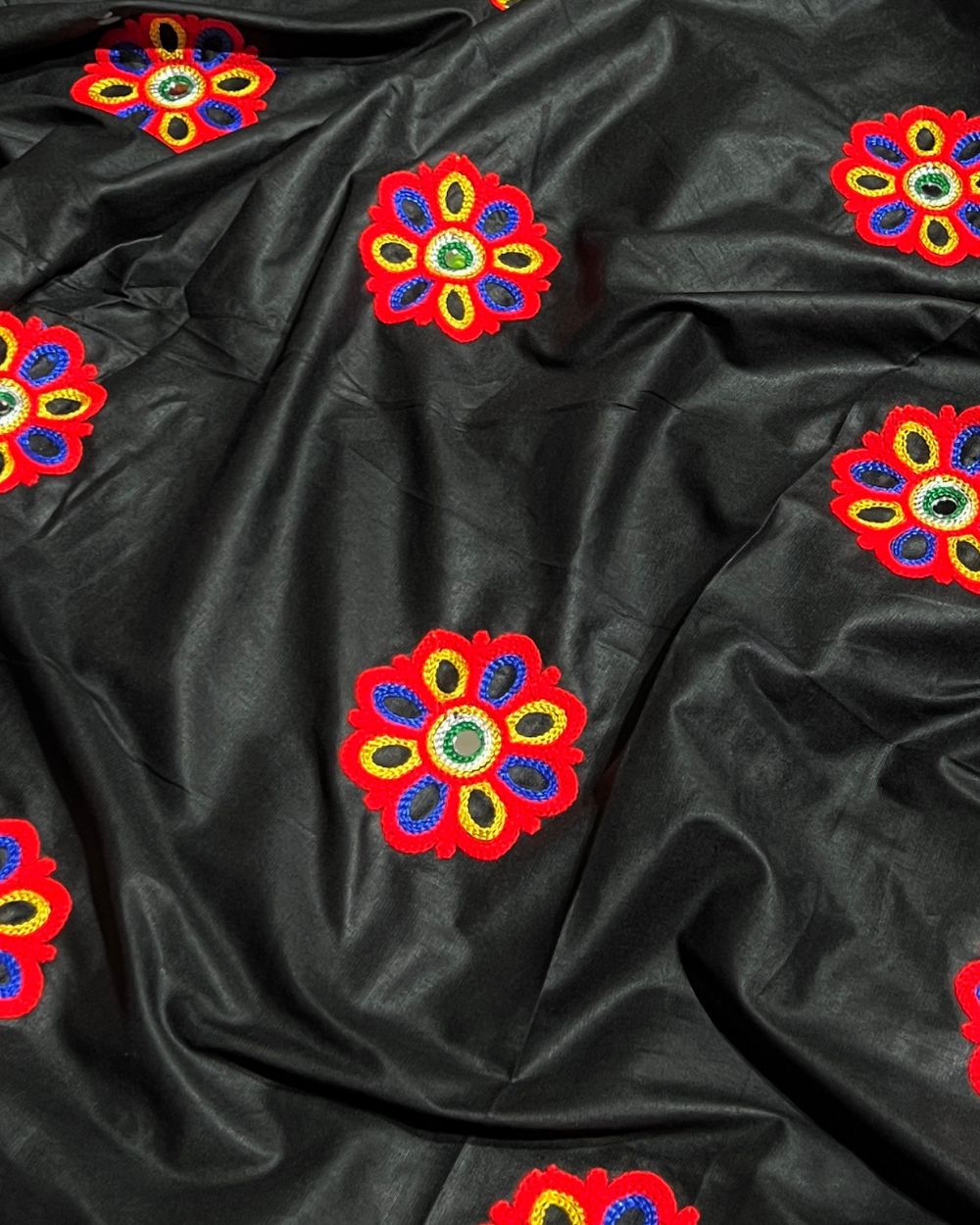 Rayon Gamthi(Rajasthani) Work Black (Multicolor) 45 Inches Width