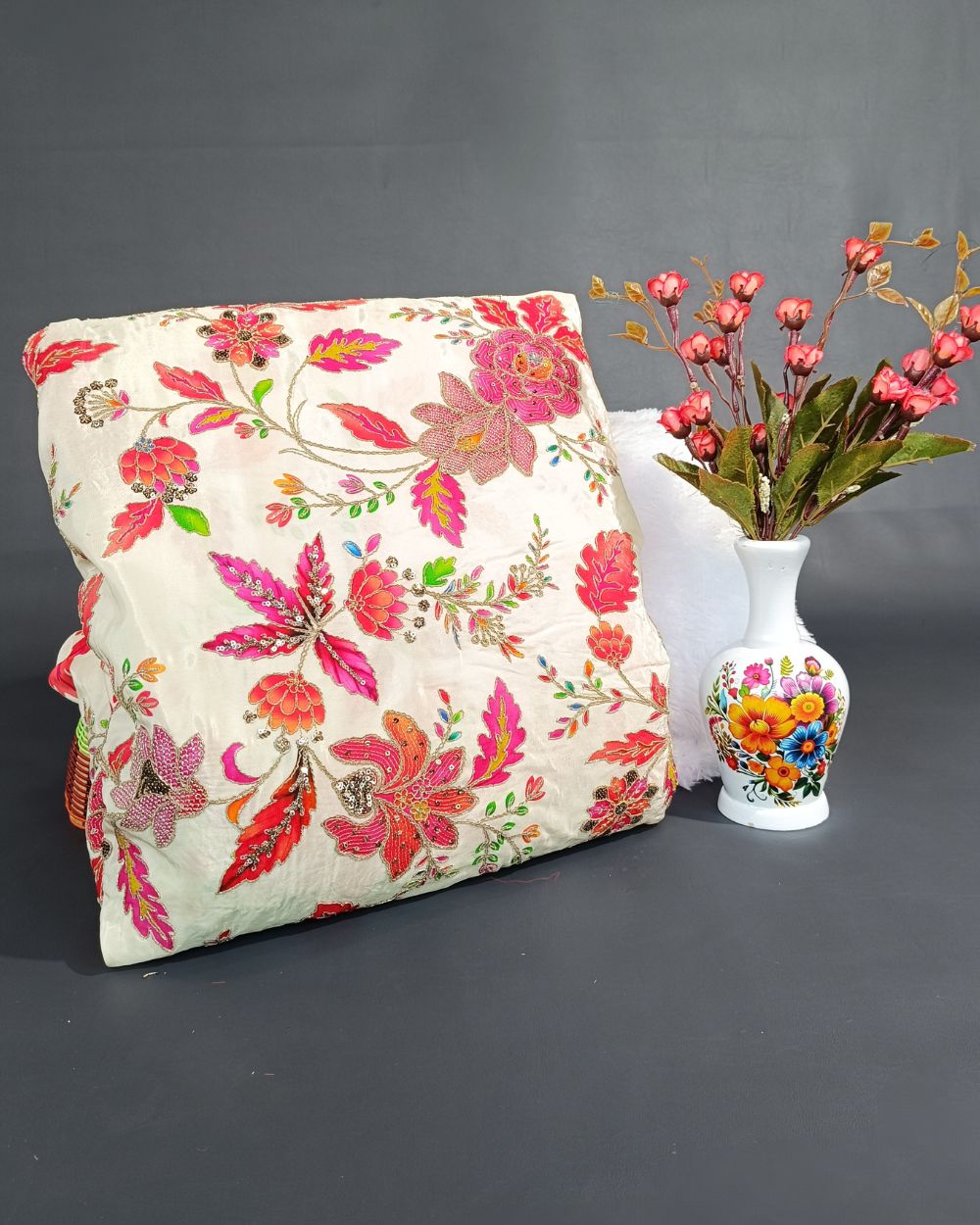 Natural Crepe Work Cream Colour 44 Inches Width