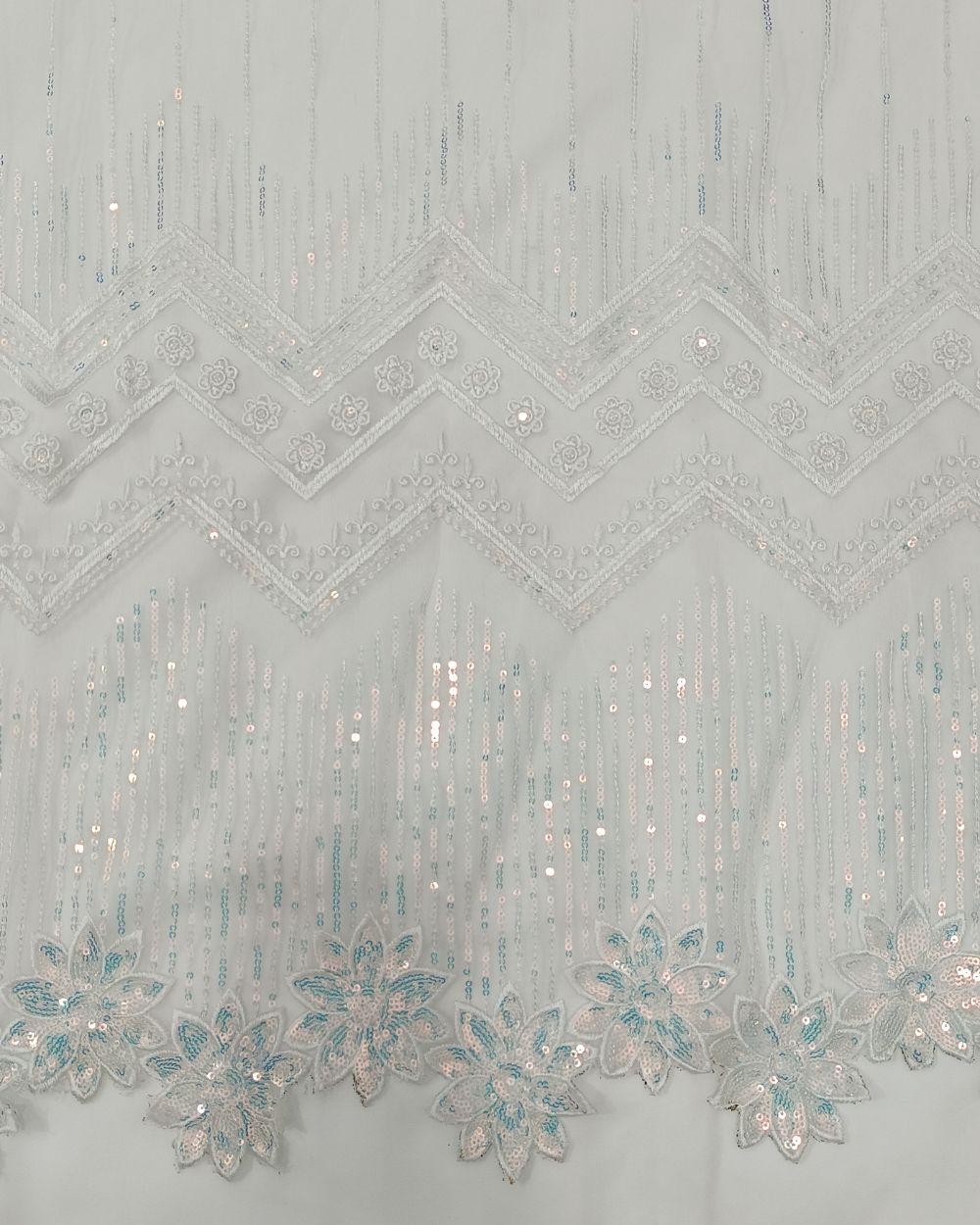 Net Work with Cutwork Border White Colour 50 Inches Width