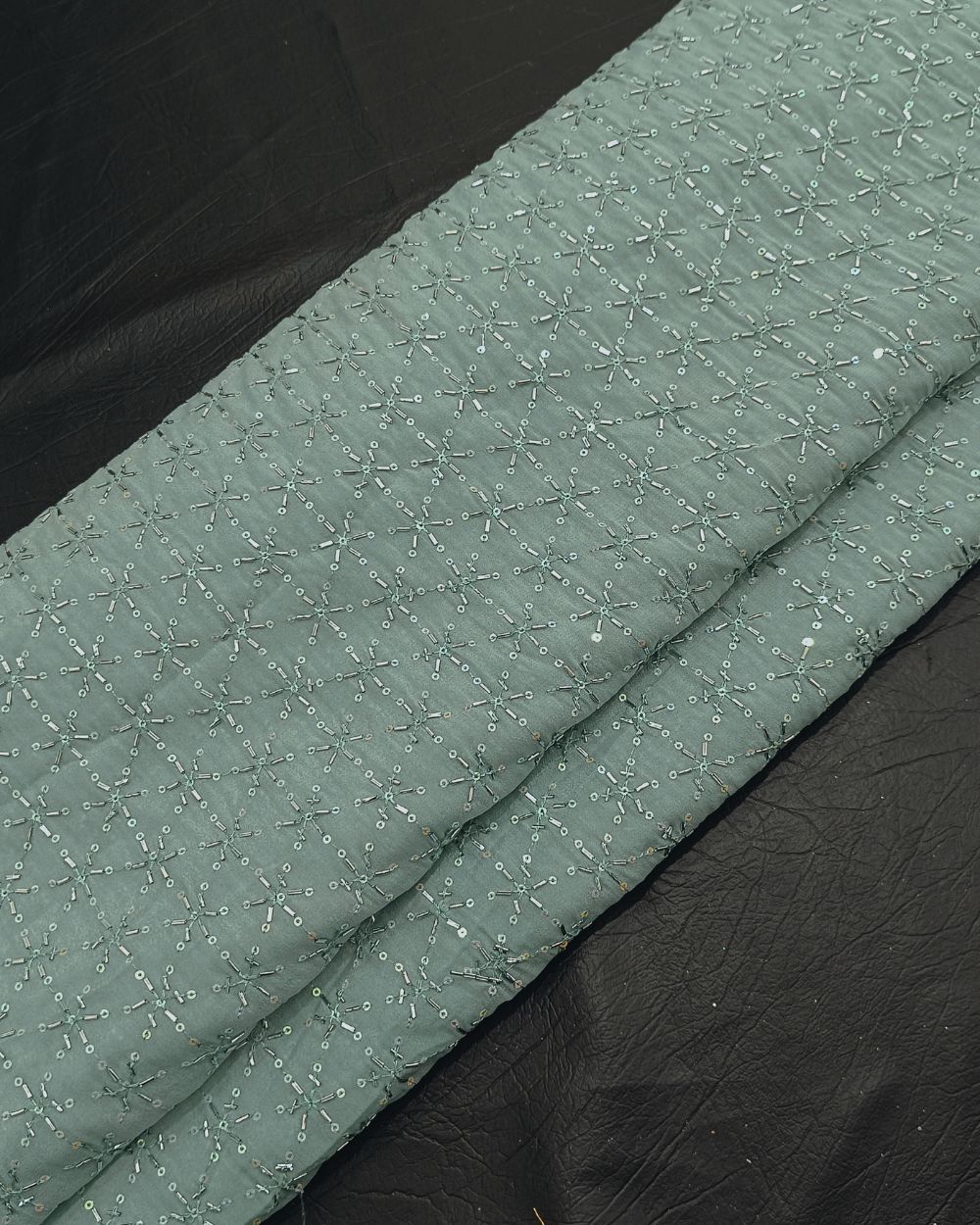 Georgette Work Pastel Pista Colour 43 Inches Width