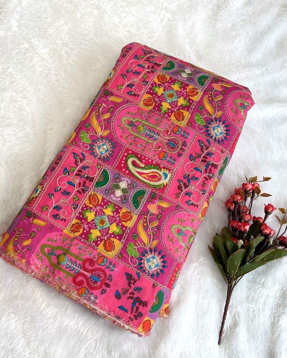 Mulberry Work Pink Colour 44 Inches Width